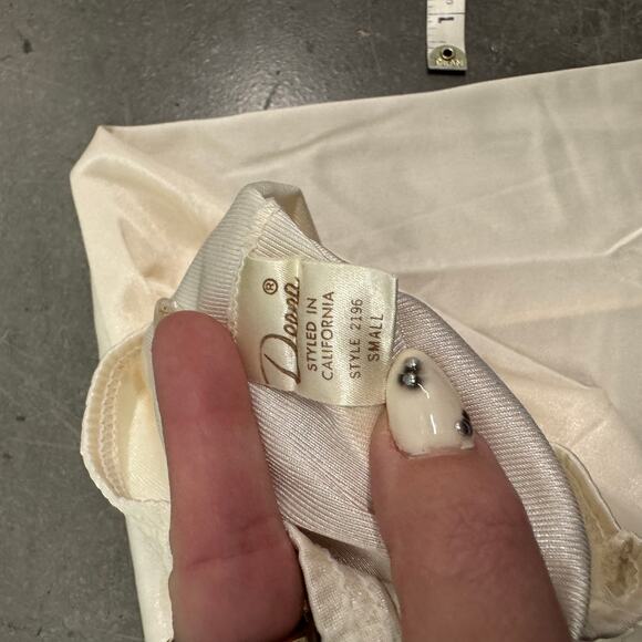 Vintage Y2k Cream Ivory Coquette Slit Satin Women's Midi Skirt Small - Picture 5 of 5